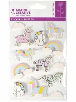 Graine Créative 13 Stickers 3D - Licornes 5 Cm -V-Zug shop 13 stickers 3d licornes 5 cm p 2