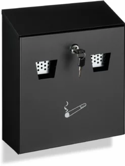 Relaxdays Cendrier Mural Pour L'extérieur Noir/Argenté - Cendrier