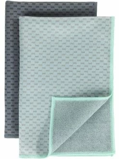 Wenko Torchon Pour La Vaisselle Miko Gris/Vert Clair, 2 Pièces - Torchon Pour La Vaisselle