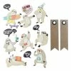 Graine Créative 15 Stickers 3D Paresseux + 20 étiquettes Kraft Fanion