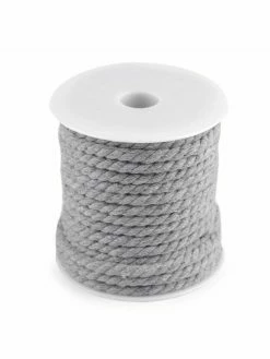 Czech Beads Exclusive 15m Lightgrey Torsadé Cordon En Coton / Corde Ø5mm, Cordon Macrame, Cordon De La Décoration, De La M