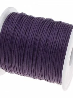 Perlesmania 160428090701 PAX 1 Bobine D'environ 70m De Fil En Coton Ciré 1mm Violet Foncé 2X8132 NO37