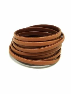 La Cuisine Des Perles 1,6m Cordon Plat Cuir Synthétique Bicolore Marron Camel / Marron Noisette 5mm