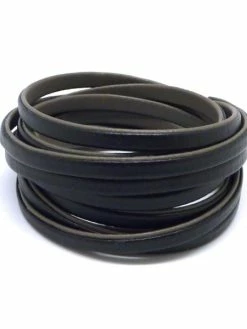 La Cuisine Des Perles 1,6m Cordon Plat Cuir Synthétique Bicolore Noir / Gris Souris 5mm