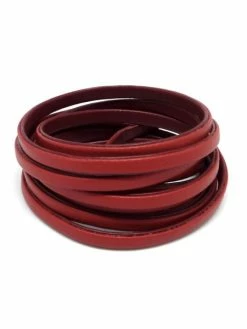La Cuisine Des Perles 1,6m Cordon Plat Cuir Synthétique Bicolore Rouge / Bordeaux Marsala 5mm