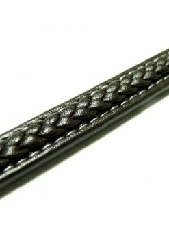 Perlesmania 171202174801M 20 Cm De Cordon Cuir Veritable Marron Foncé Tresse 12mm