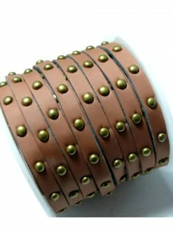 Perlesmania 171228183509 Lot De 1m De Cordon Simili Cuir Clouté Rivet Bronze 5 Par 3MM Couleur 3