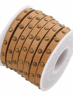 Perlesmania 171228183509 Lot De 1m De Cordon Simili Cuir Clouté Rivet Bronze 5 Par 3MM Couleur 4
