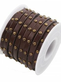 Perlesmania 171228183509 Lot De 1m De Cordon Simili Cuir Clouté Rivet Bronze 5 Par 3MM Couleur 8