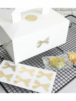 LILIECREA 18 Etiquettes Noeuds Dorés Stickers Noël Décoration Bougies, Emballages -V-Zug shop 18 etiquettes noeuds dores stickers noel decoration bougies emballages p 2