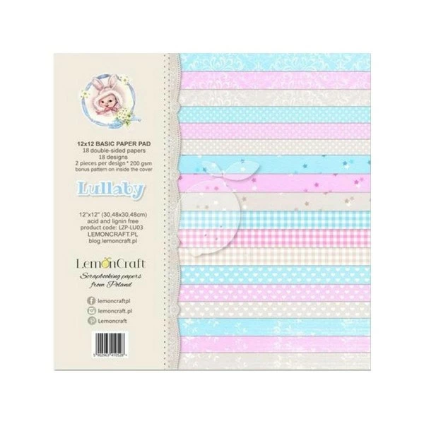 18 Papiers Fantaisis 30.5 X 30.5 Cm Lemon Craft LULLABY 1 18 Papiers Fantaisis 30.5 X 30.5 Cm Lemon Craft LULLABY