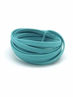 La Cuisine Des Perles 1,8m Cordon Plat Cuir Synthétique 5mm De Couleur Bleu Cyan Mat