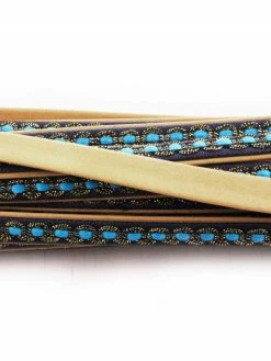 Czech Beads Exclusive 1M 3.3 Ft 1.1 M En Bleu Turquoise De L'Or Bleu Foncé Brun Flat Cordon En Cuir Faux PU Dentelle De Pe