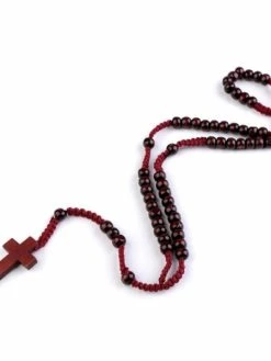 Czech Beads Exclusive 1pc 2 Brun-Rouge Chapelet En Bois Sur Cordon Macrame, Des Chapelets, Des Bijoux