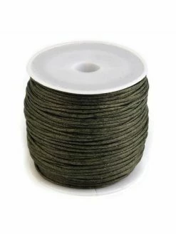 Czech Beads Exclusive 1pc 45 Vert Kaki En Coton Ciré Ø 1mm, Des Ficelles, Des Cordes Et Des Chaînes, Mercerie