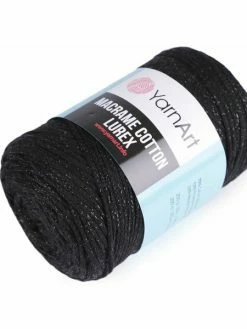 Czech Beads Exclusive 1pc (722) Noir Fil à Tricoter Macramé De Coton Lurex 250g, D'Artisanat, Fil De Coton, Crochet De Cot