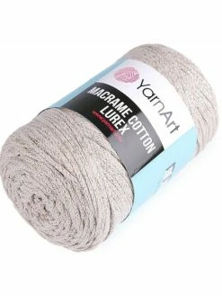 Czech Beads Exclusive 1pc (725) Lightbeige Argent Du Fil à Tricoter Macramé De Coton Lurex 250g, Fil De Coton, Crochet De