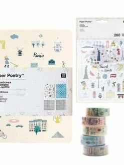 Rico Design 2 Bloc-notes A6 + 260 Autocollants + 5 Masking Tapes Voyage Du Monde