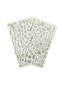 Dovecraft 2 Planches De Stickers Glitter Lettres, Chiffres Et Ponctuations Vert Clair