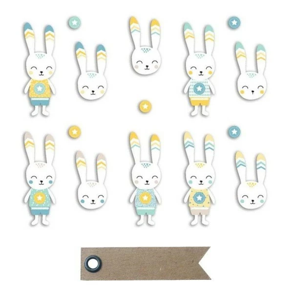 AUCUNE 20 Formes Découpées Lapin Léonard + 20 étiquettes Kraft Fanion 1 AUCUNE 20 Formes Découpées Lapin Léonard + 20 étiquettes Kraft Fanion