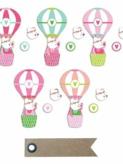 AUCUNE 20 Formes Découpées Nounours Joséphine + 20 étiquettes Kraft Fanion