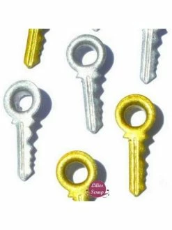 EYELET OUTLET 20 Oeillets Clés Or Et Argent 1/8 15 Mm Eyelets Quicklets Scrapbooking