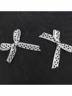 La Cuisine Des Perles 20 Petits Noeuds Blanc À Pois Noir Satiné En Ruban De 7mm