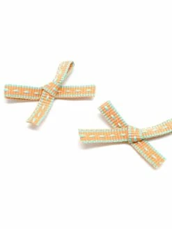 La Cuisine Des Perles 20 Petits Noeuds En Ruban De 6mm Orange Pastel Et Bleu