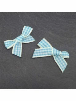 La Cuisine Des Perles 20 Petits Noeuds Vichy En Ruban De 7mm Bleu Et Beige