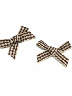 La Cuisine Des Perles 20 Petits Noeuds Vichy Marron Et Beige En Ruban De 7mm