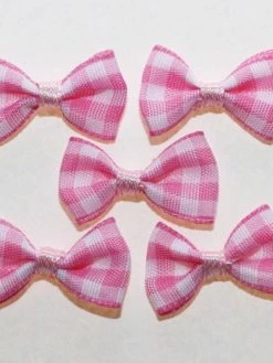 Tricot Créations 20 X Noeuds En Ruban Vichy Carreaux : Rose -2378