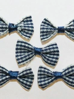 Tricot Créations 20 X Noeuds En Ruban Vichy Petits Carreaux : Blue - 2373