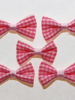 Tricot Créations 20 X Noeuds En Ruban Vichy Petits Carreaux : Rose - 2374