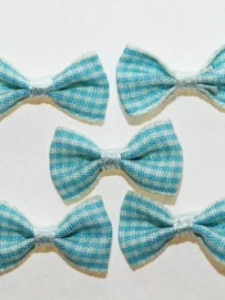 Tricot Créations 20 X Noeuds En Ruban Vichy Petits Carreaux : Turquoise - 2376