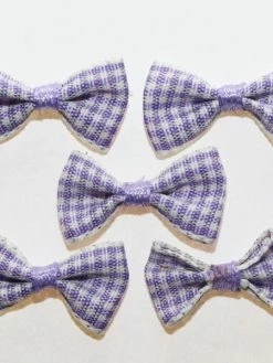 Tricot Créations 20 X Noeuds En Ruban Vichy Petits Carreaux : Violet - 2377