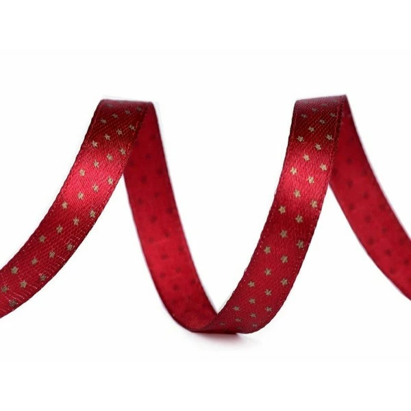 Czech Beads Exclusive 20m 3 Lumière De Vin Rouge D'Or De Noël Ruban De Satin Largeur 10mm Étoiles, Art De Noël, Seule Face 1 Czech Beads Exclusive 20m 3 Lumière De Vin Rouge D'Or De Noël Ruban De Satin Largeur 10mm Étoiles, Art De Noël, Seule Face