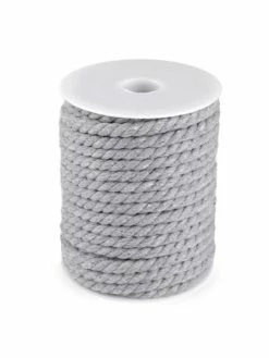 Czech Beads Exclusive 20m 4 Gris Torsadé Cordon En Coton / Corde De 8mm, Macramé Fil, Cordon Macrame, Cordon De La Décorat