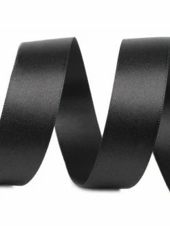 Czech Beads Exclusive 20m 900 Noir Double Face Ruban De Satin Largeur 24mm, Rubans - Unique De La Couleur, De La Mercerie