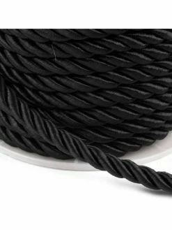 Czech Beads Exclusive 20m Noir Torsadé Cordon Ø7mm, Les Cordons Des Stores Et Des Chaînes, Mercerie,