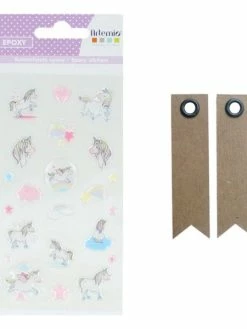 AUCUNE 23 Stickers Epoxy Arc-en-ciel + 20 étiquettes Kraft Fanion