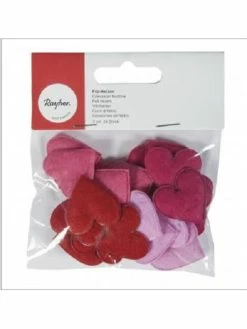 24 Coeurs En Feutrine Assortis Tons Rose RAYHER