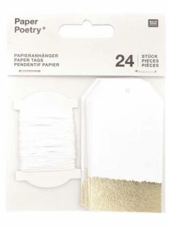 Rico Design 24 Étiquettes À Suspendre Blanches & Dorées