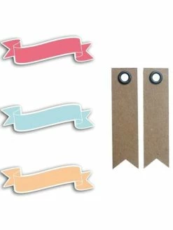 AUCUNE 24 Formes Découpées Bannières Corail-pêche-bleu + 20 étiquettes Kraft Fanion