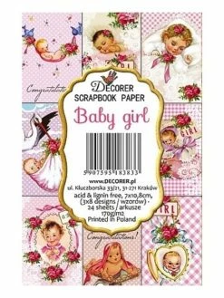 24 Mini Papiers Fantaisis Image 7 X 10,8 Cm DECORER BABY GIRL