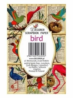 24 Mini Papiers Fantaisis Image 7 X 10,8 Cm DECORER BIRD