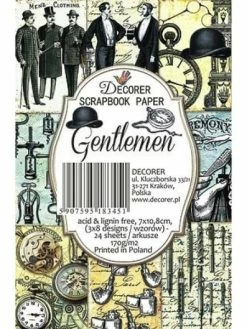 24 Mini Papiers Fantaisis Image 7 X 10,8 Cm DECORER GENTLEMEN