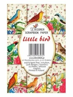 24 Mini Papiers Fantaisis Image 7 X 10,8 Cm DECORER LITTLE BIRD