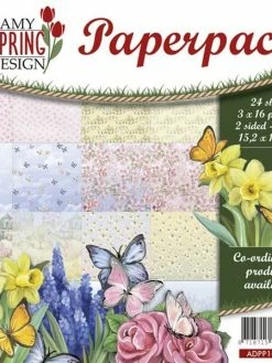 24 Papiers Scrapbooking 15,2 X 15,2 Cm Album Faire Part Carte Amy Design SPRING