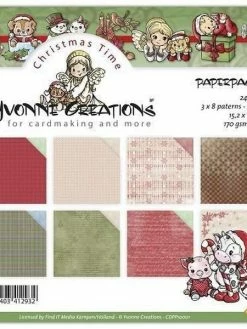 YVONNE CREATIONS 24 Papiers Scrapbooking 15,2 X 15,2 Cm Album Faire Part Carte Yvonne Créations CHRISTMAS TIME