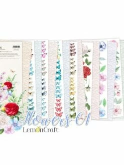 24 Papiers Scrapbooking 15.2 X 31.5 Cm LemonCraft FLOWERS 01